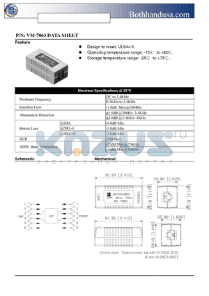 VM-7063 datasheet - VDSL MICRO FILTER