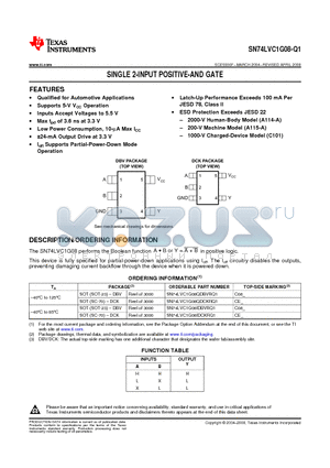 SN74LVC1G08-Q1 datasheet - SINGLE 2-INPUT POSITIVE-AND GATE