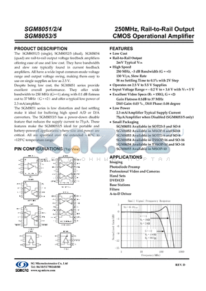 SGM8054XS datasheet - 250MHz, Rail-to-Rail Output CMOS Operational Amplifier