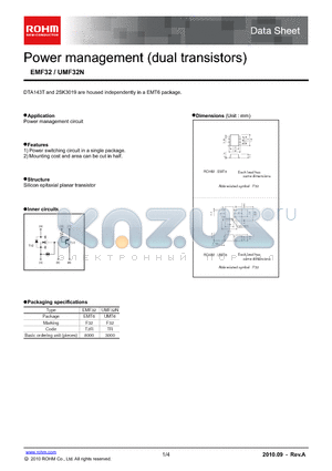 UMF32N datasheet - Power management (dual transistors)