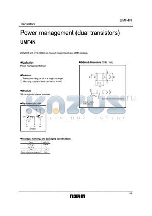 UMF4N datasheet - Power management (dual transistors)