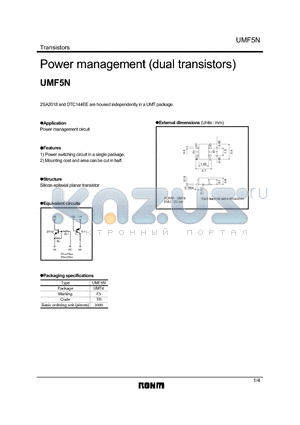 UMF5N datasheet - Power management (dual transistors)