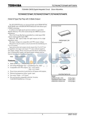 TC74VHCT374AF datasheet - Octal D-Type Flip Flop with 3-State Output