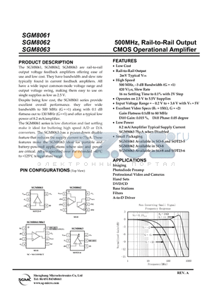 SGM8061XS datasheet - 500MHz, Rail-to-Rail Output CMOS Operational Amplifier