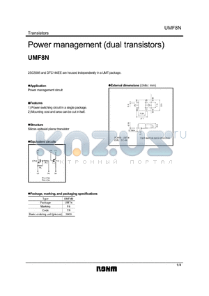 UMF8N datasheet - Power management (dual transistors)