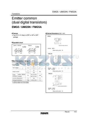 UMG5N datasheet - Emitter common (dual digital transistors)