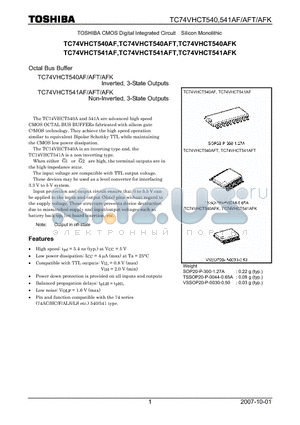 TC74VHCT541AFT datasheet - Octal Bus Buffer