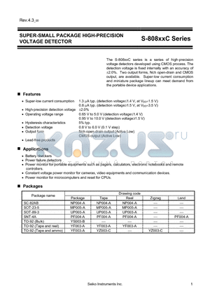 S-808XXC datasheet - SUPER-SMALL PACKAGE HIGH-PRECISION VOLTAGE DETECTOR