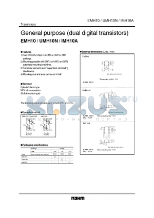 UMH10N datasheet - General purpose (dual digital transistors)