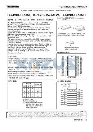 TC74VHCT573AFW datasheet - OCTAL D-TYPE LATCH WITH 3-STATE OUTPUT