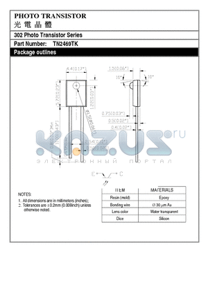 TN2469TK datasheet - 302 Photo Transistor Series