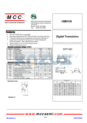 UMH1N_11 datasheet - Digital Transistors