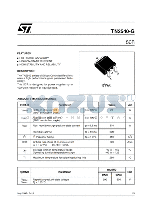 TN2540-600G datasheet - SCR