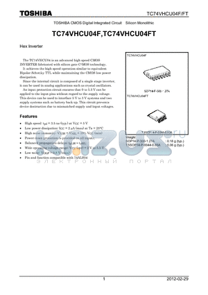 TC74VHCU04F_12 datasheet - Hex Inverter