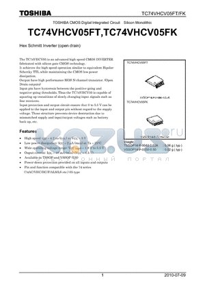 TC74VHCV05FK datasheet - Hex Schmitt Inverter (open drain)