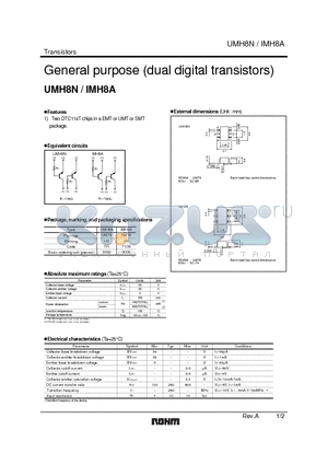 UMH8N datasheet - General purpose (dual digital transistors)
