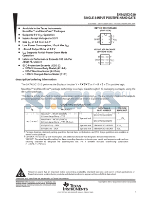 SN74LVC1G10DBVR datasheet - SINGLE 3 INPUT POSITIVE NAND GATE