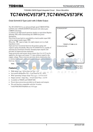 TC74VHCV573FT datasheet - Octal Schmitt D-Type Latch with 3-State Output