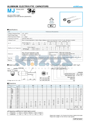 UMJ0G220MDL datasheet - ALUMINUM ELECTROLYTIC CAPACITORS