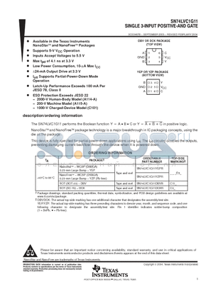 SN74LVC1G11DBVR datasheet - SINGLE 3 INPUT POSITIVE AND GATE