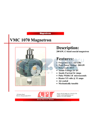 VMC1070 datasheet - Magnetron