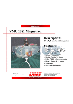 VMC1081 datasheet - Magnetron