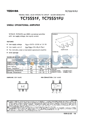 TC75S51FU datasheet - SINGLE OPERATIONAL AMPLIFIER