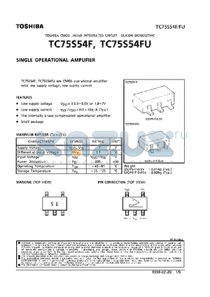 TC75S54F datasheet - SINGLE OPERATIONAL AMPLIFIER