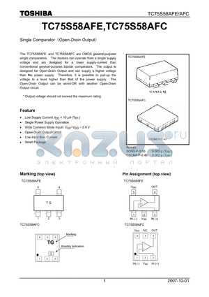 TC75S58AFC datasheet - Single ComparatorOpen-Drain Output