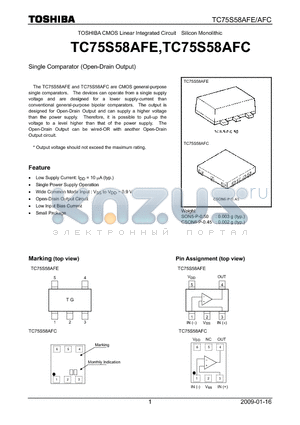 TC75S58AFC datasheet - CMOS Linear Integrated Circuit Silicon Monolithic