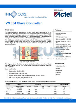 VME64 datasheet - VME64 Slave Controller