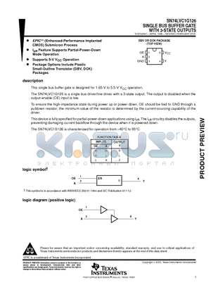 SN74LVC1G126DCK datasheet - SINGLE BUS BUFFER GATE WITH 3-STATE OUTPUTS