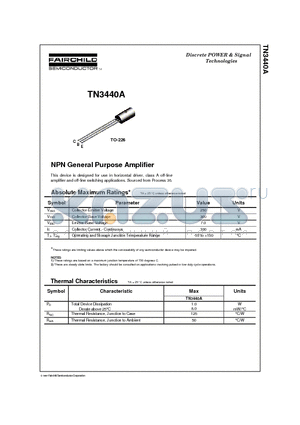 TN3440A datasheet - NPN General Purpose Amplifier