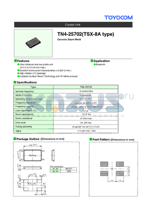 TN4-25702 datasheet - TN4-25702(TSX-8A type)