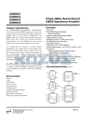 SGM8633 datasheet - 470lA, 6MHz, Rail-to-Rail I/O CMOS Operational Amplifier