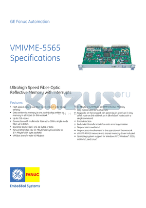 VMIVME-5565-010000 datasheet - Ultrahigh Speed Fiber-Optic Reflective Memory with Interrupts