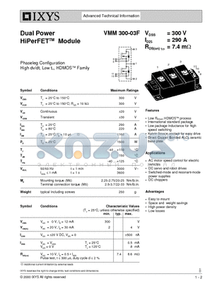 VMM300-03F datasheet - Dual Power HiPerFET Module