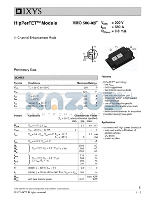 VMO580-02F datasheet - HipPerFETTM Module