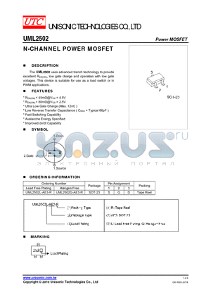 UML2502G-AE3-R datasheet - N-CHANNEL POWER MOSFET