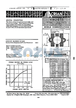 VMOB70 datasheet - MOBILE COMMUNICATIONS