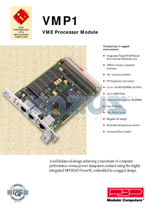 VMP1 datasheet - HIGHPERFORMANCE CPUs SINGLE-BOARD COMPUTERS