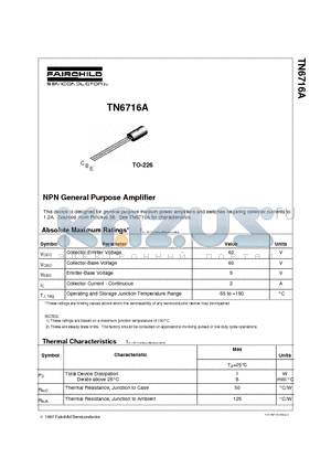 TN6716A datasheet - NPN General Purpose Amplifier