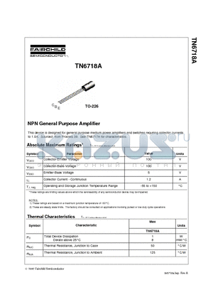 TN6718A datasheet - NPN General Purpose Amplifier