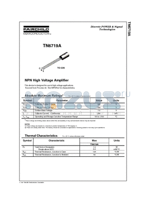TN6719A datasheet - NPN High Voltage Amplifier