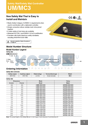 UMM5-1000-1000 datasheet - Safety Mat/Safety Mat Controller