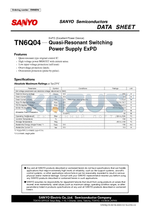 TN6Q04 datasheet - ExPD (Excellent Power Device) Quasi-Resonant Switching Power Supply ExPD