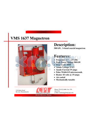 VMS1637 datasheet - Magnetron