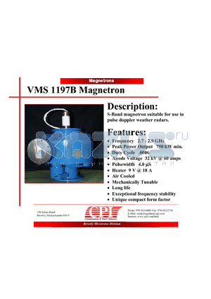 VMS1197B datasheet - Magnetron