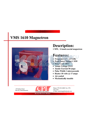 VMS1610 datasheet - Magnetron
