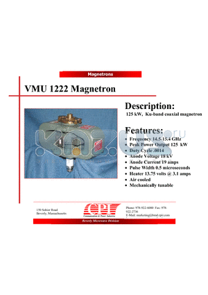 VMU1222 datasheet - Magnetron